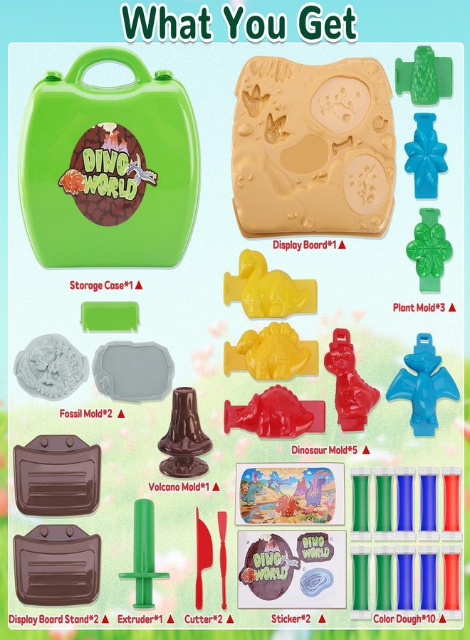Crelloci Dinosaur Color Dough Toys, 37 PCS Dino Theme Color Tools and Molds Accessories for Boys Girls Christmas Halloween Party Gift - Image 5